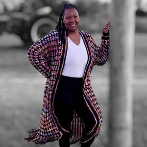 Colorful Crochet Knit Fringe Long Cardigan SIZE S-3X